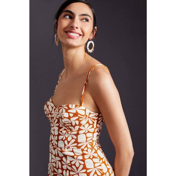 Anthropologie Hutch Floral Slim Midi Dress Sweetheart Neck Strappy Size XL NEW - Picture 2 of 8